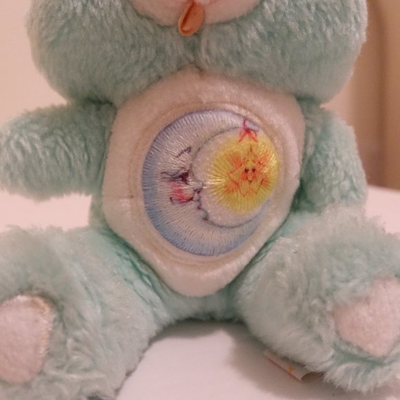 Vintage Mini Bedtime Care Bear Plush Mint Green with Moon Crest - Picture 4 of 6